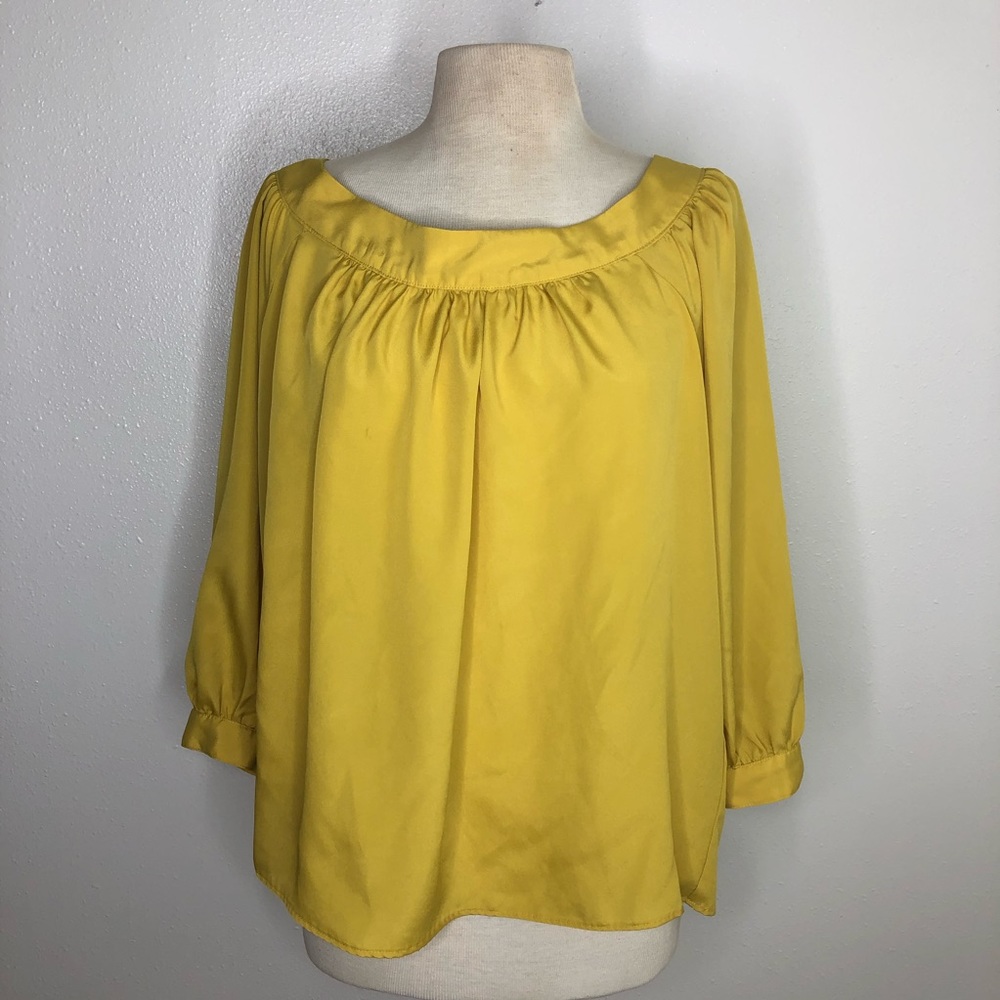 Maeve Anthropologie yellow blouse off shoulder L